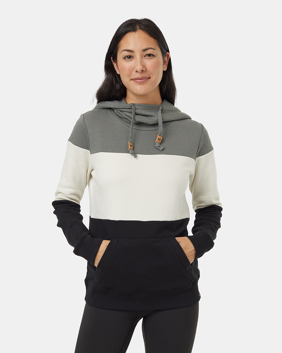 Tentree Women's Blocked Banshee Hoodie - Mineral Undyed Meteorite Black