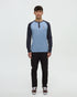 Tentree Men's TreeBlend Baker Henley Longsleeve - Lakeside Blue Heather Midnight Blue Heather