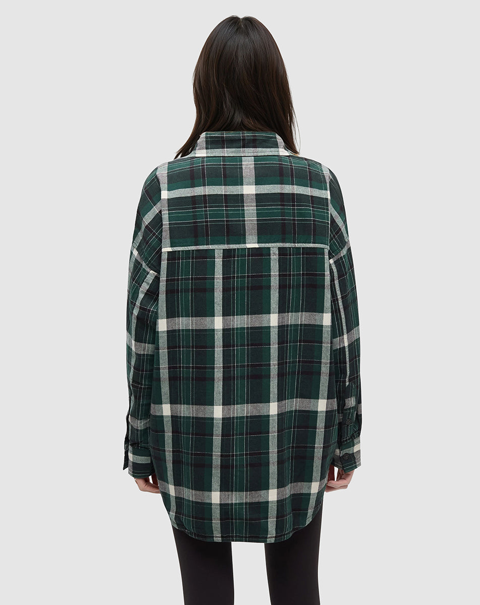 Tentree Women's Fernwood Flannel Shirt - Forest Pine Skyline Plaid