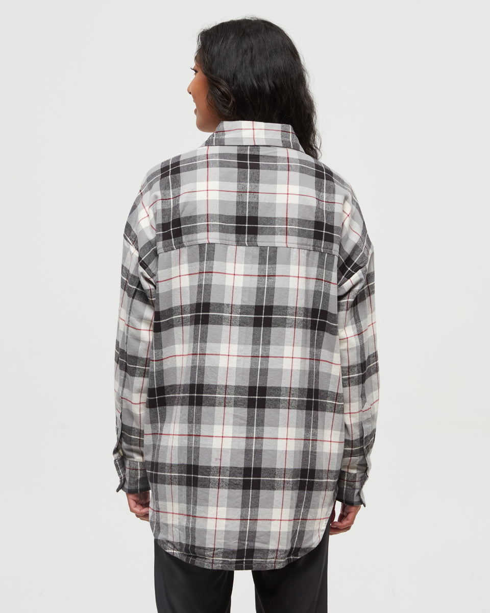 Tentree Women's Fernwood Flannel Shirt - Meteorite Black Lodge Plaid