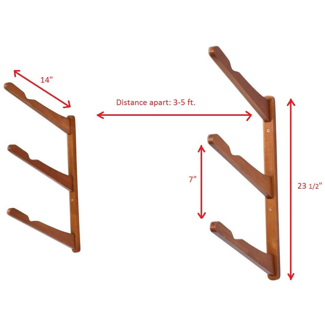 COR Surf Triple Surfboard Wall Rack | Bamboo Rack Perfect for Surf, Wakeboards, Snowboards, Skateboards — view 3