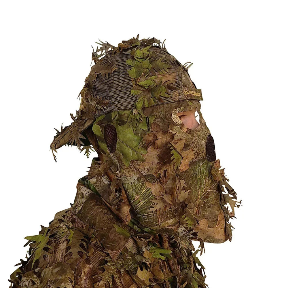 QuikCamo Fitted Hat with Rear Leafy Camo Face Mask – product view 1