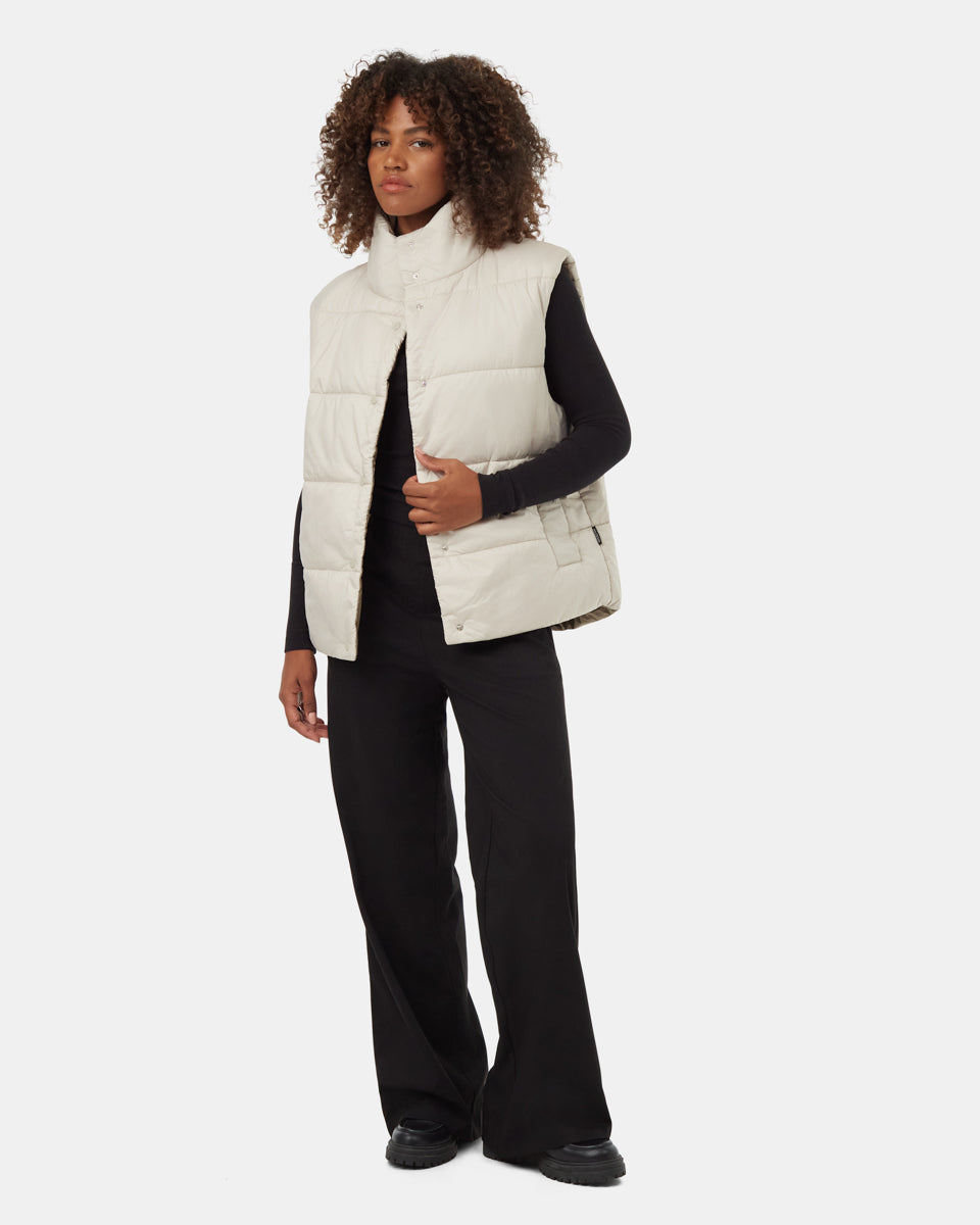 Tentree Women's Reversible Cloud Shell Oversized Vest - Pale Oak Fossil