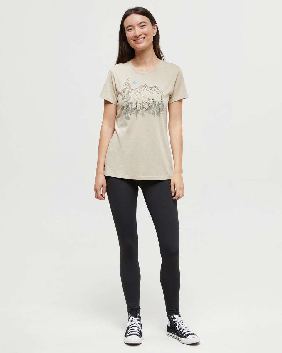 Tentree Women's Mountain Fields T-Shirt - Pale Oak Meteorite Black