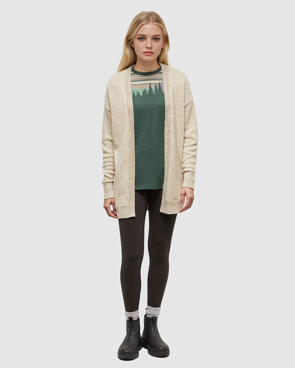 Tentree Women's Prairies Fleck Cardigan - Warm Oak Nep