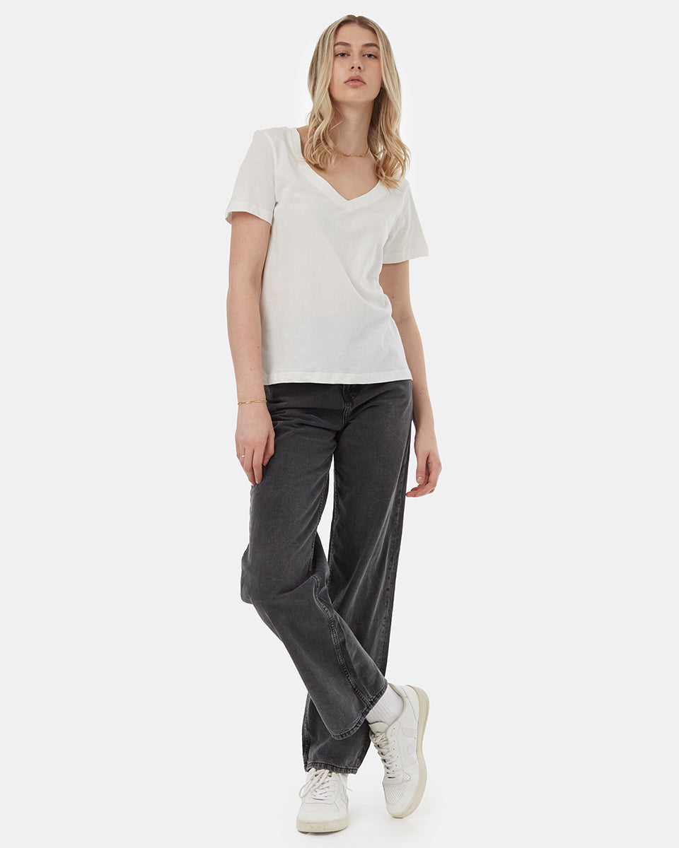 Tentree Women's Regenerative Cotton V-Neck T-Shirt - Undyed