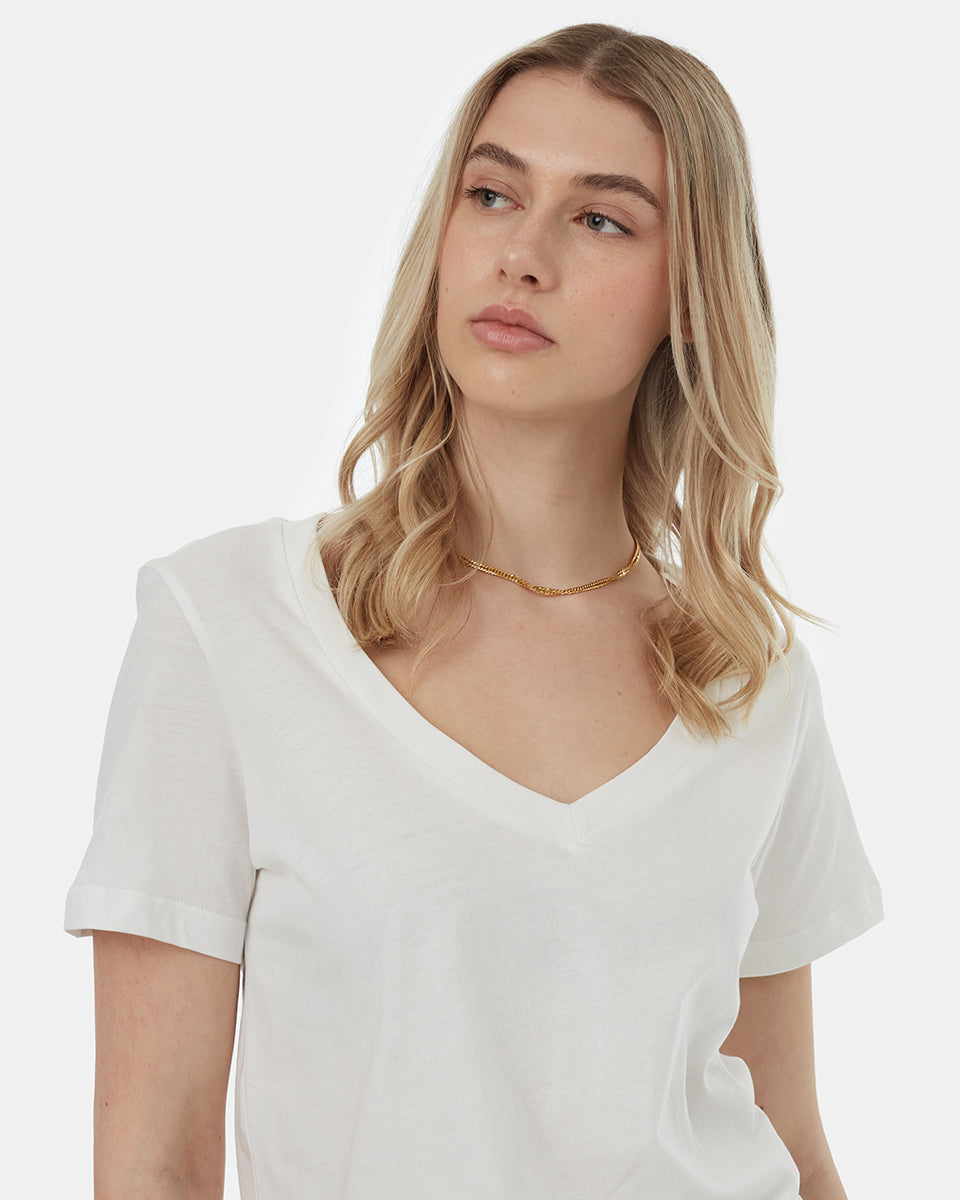 Tentree Women's Regenerative Cotton V-Neck T-Shirt - Undyed
