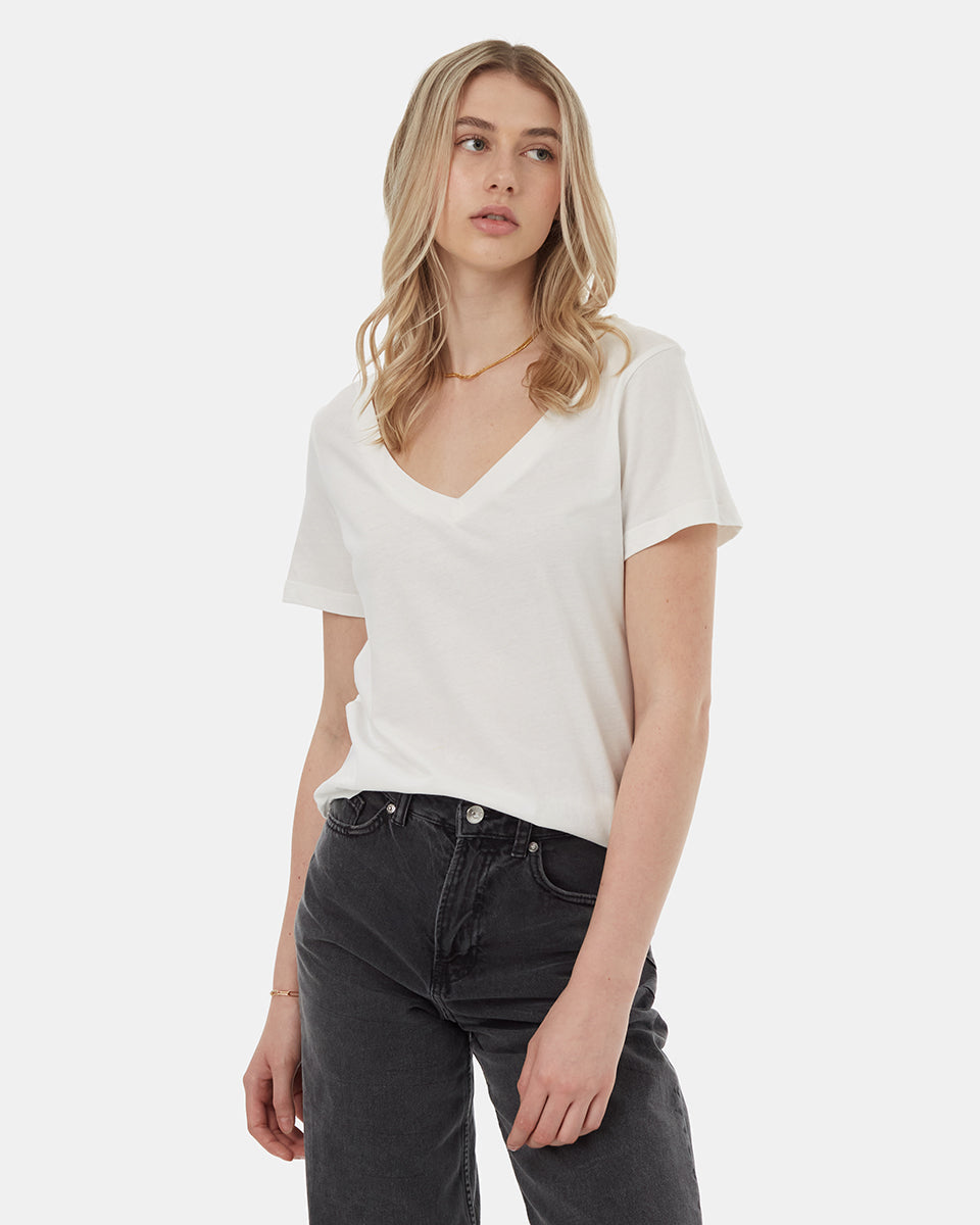 Tentree Women's Regenerative Cotton V-Neck T-Shirt - Undyed