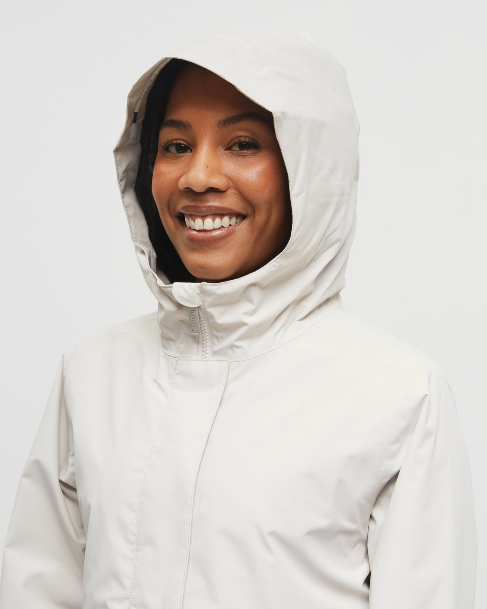 Tentree Women's Nimbus Long Rain Jacket - Pale Oak