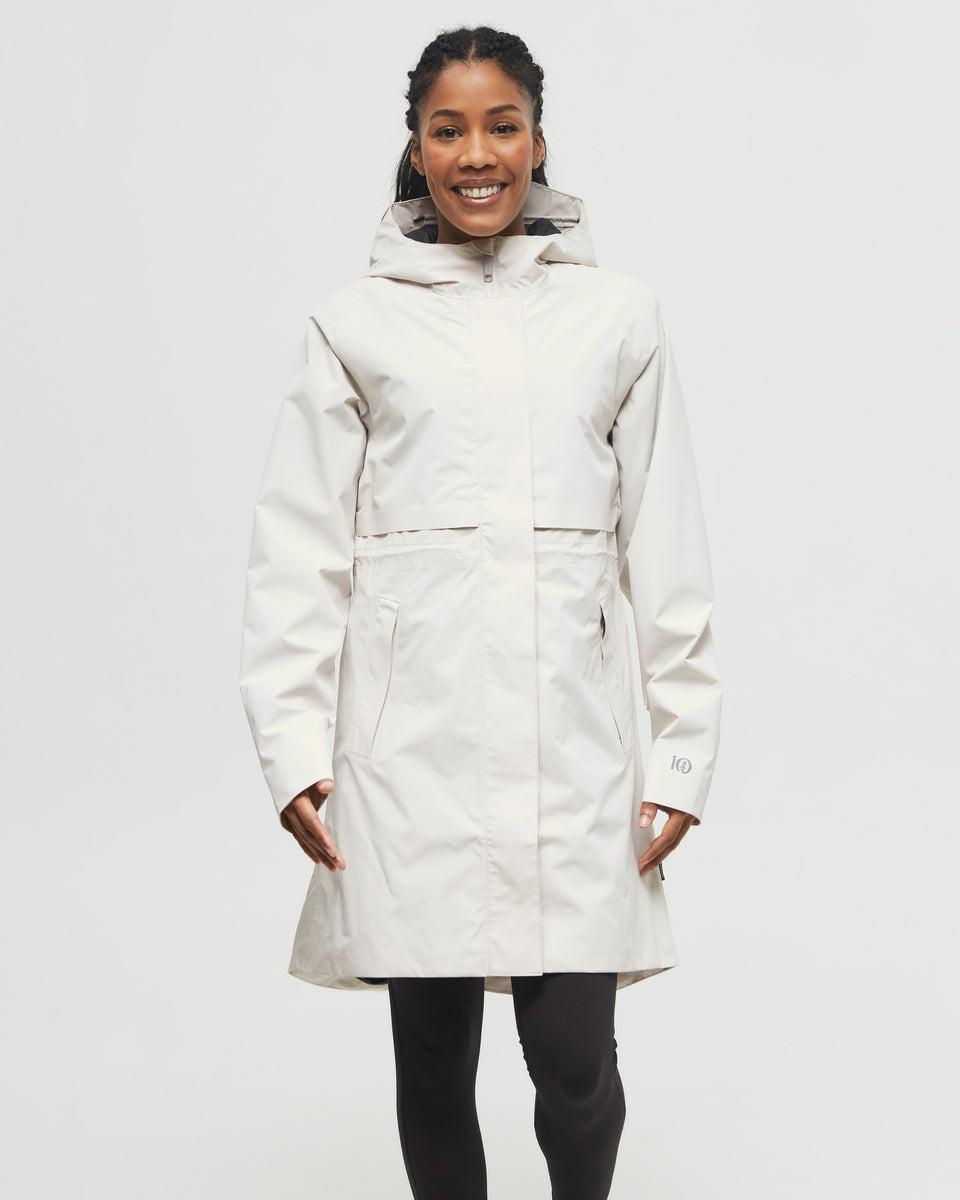 Tentree Women's Nimbus Long Rain Jacket - Pale Oak