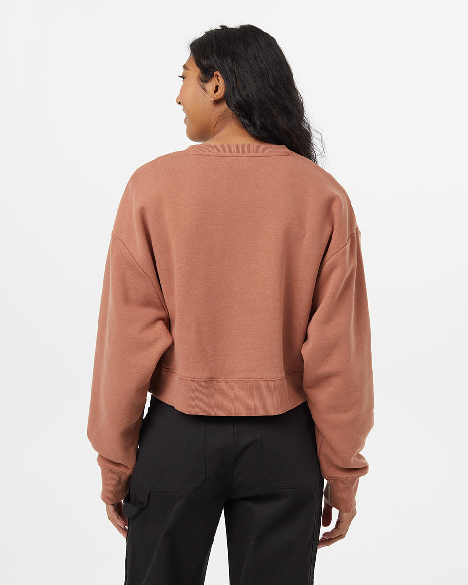 Tentree Women's TreeFleece Oversized Cropped Crew - Clay Tile