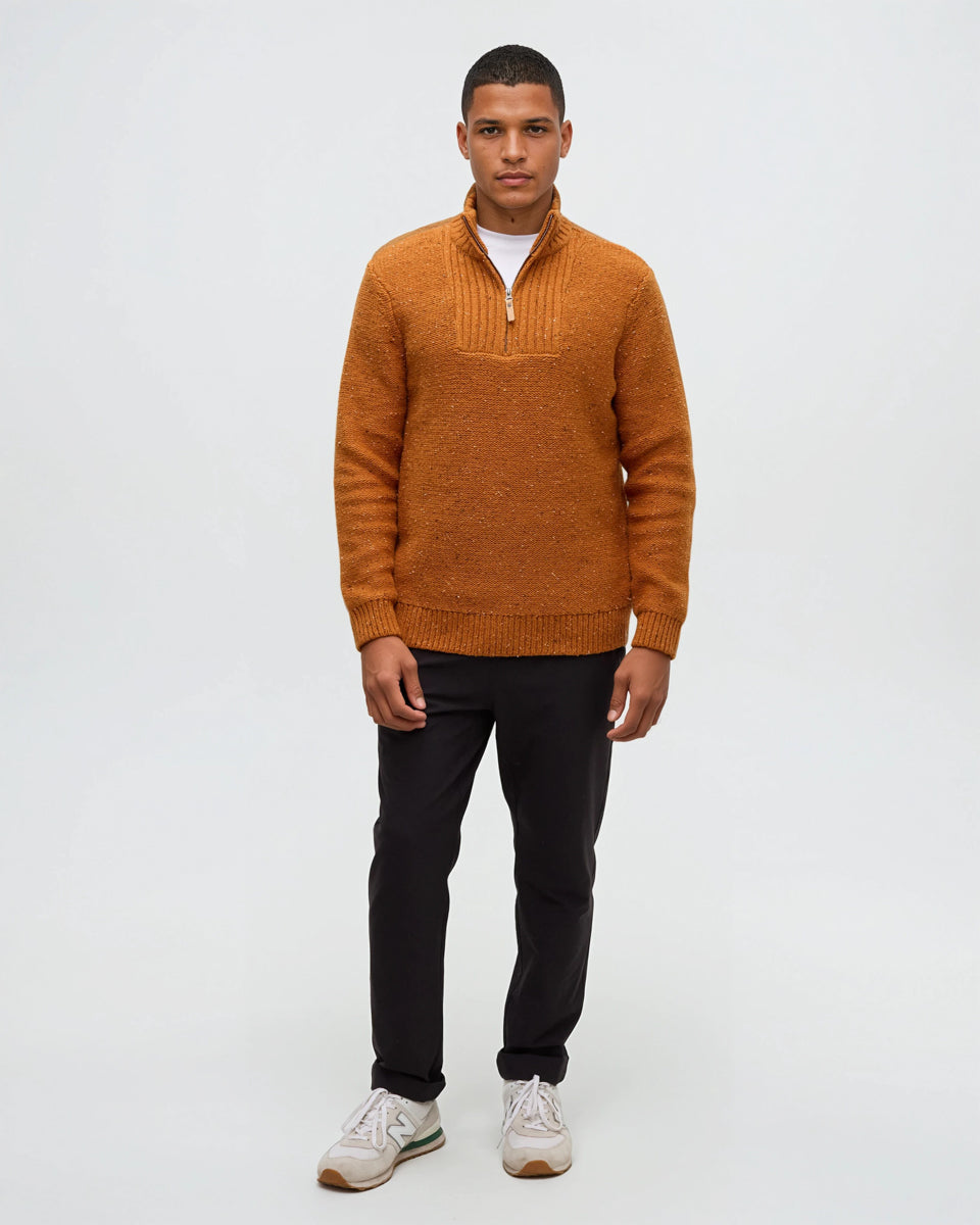 Tentree Men's Conrad Fleck Sweater - Burnt Caramel Nep