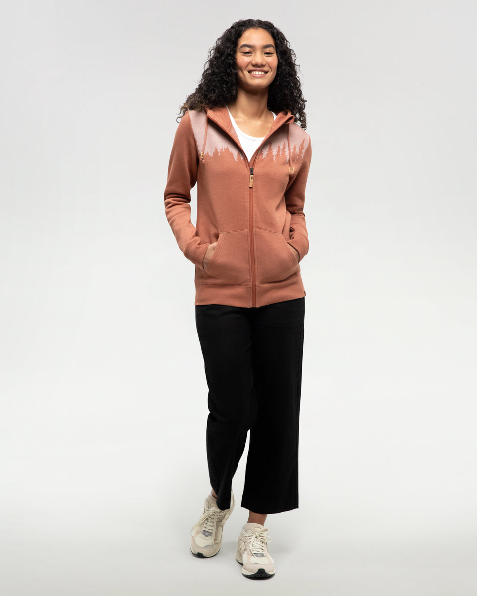 Tentree Women's Juniper Zip Hoodie - Clay Tile Heather White