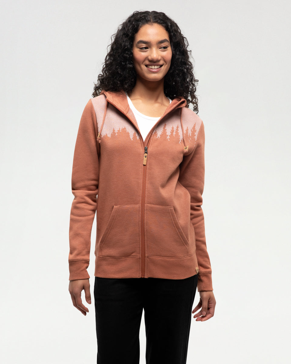 Tentree Women's Juniper Zip Hoodie - Clay Tile Heather White