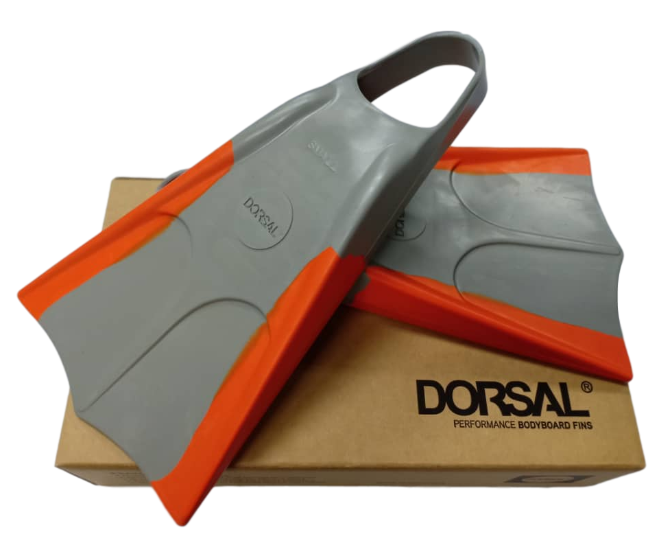 DORSAL Bodyboard Bodysurfing Floating Swim Fins (Flippers) — Grey/Orange