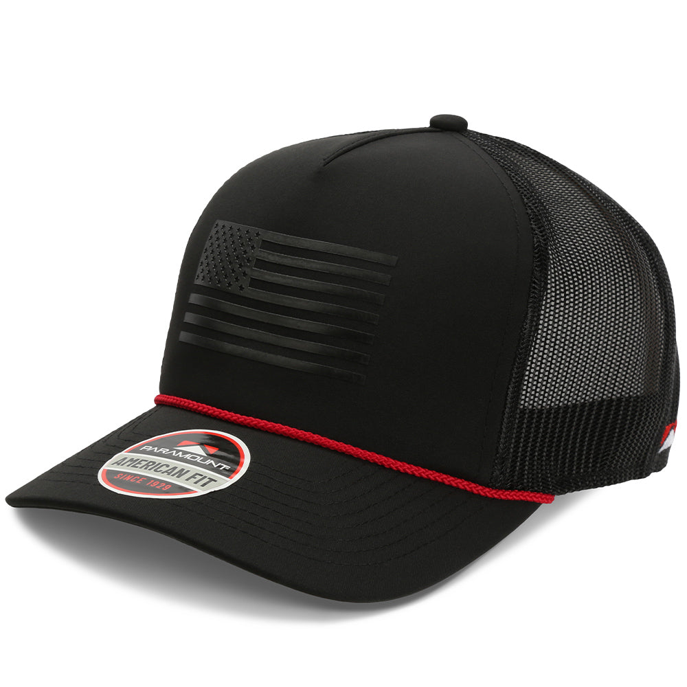 Ridgeline Thin Red Line-trucker Hat American Flag Rope Cap by Paramount Outdoors