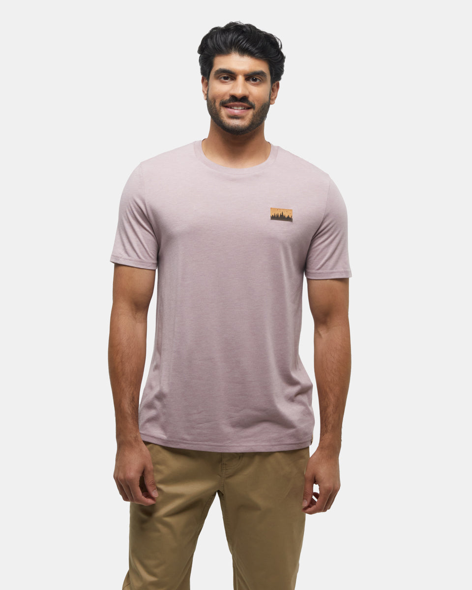 Tentree Men's Juniper Cork Patch T-Shirt - Vintage Mauve Heather Cork Patch