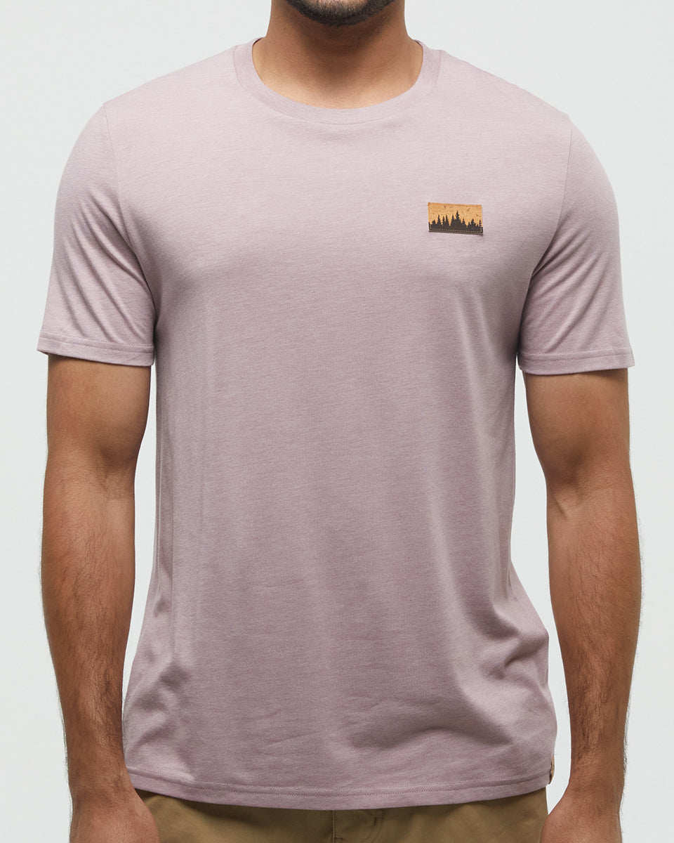 Tentree Men's Juniper Cork Patch T-Shirt - Vintage Mauve Heather Cork Patch