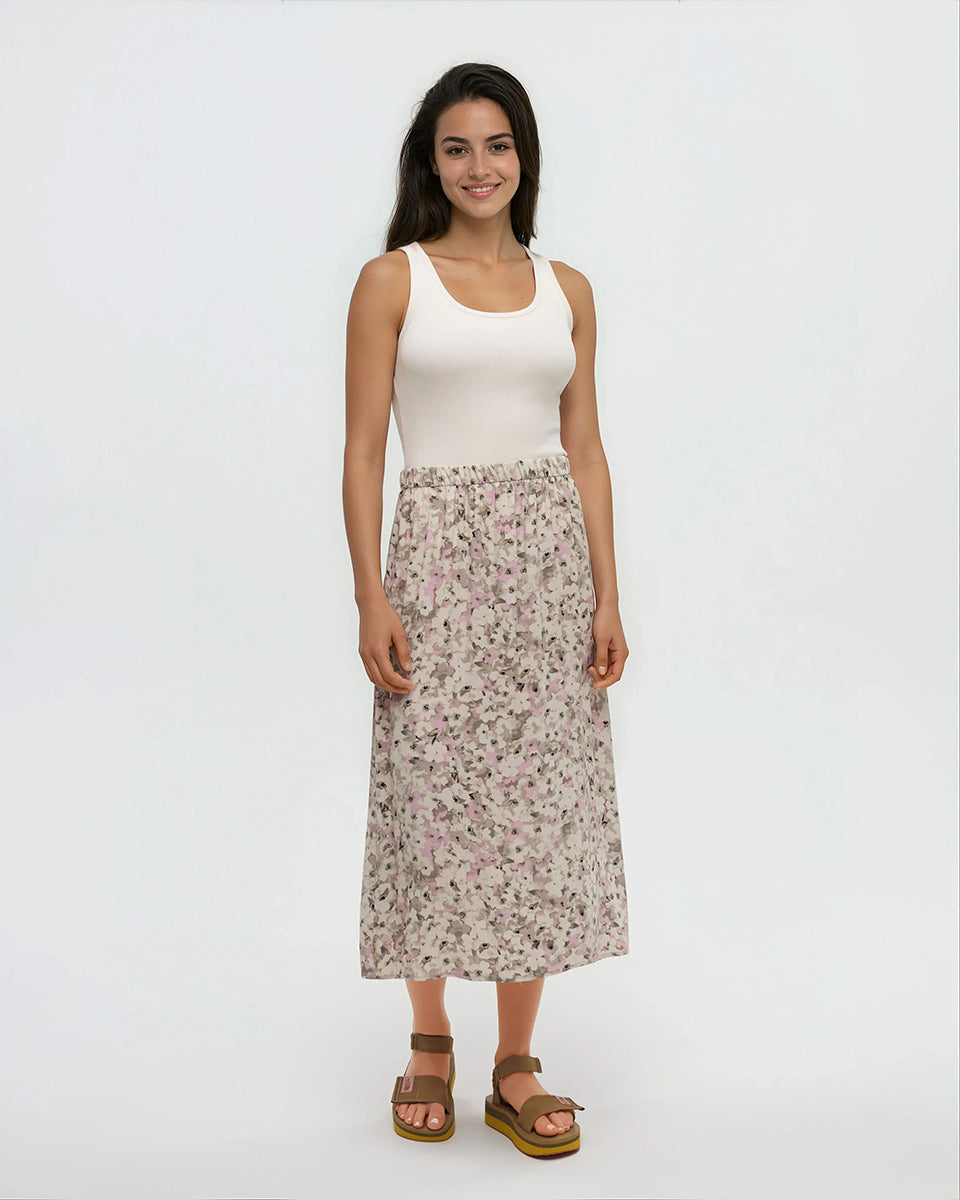 Tentree Women's Yaletown Skirt - Pink Sand Watercolour Floral