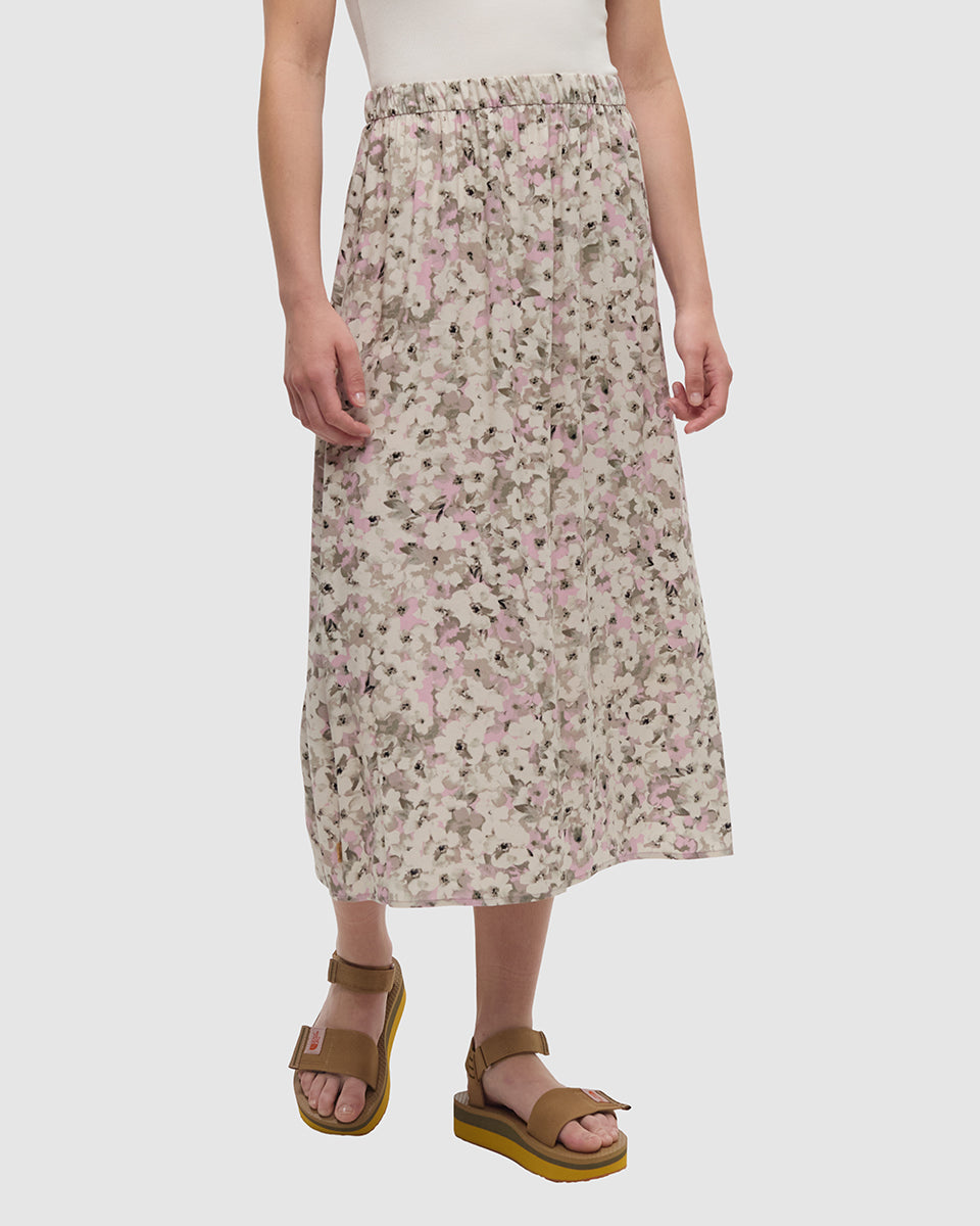 Tentree Women's Yaletown Skirt - Pink Sand Watercolour Floral