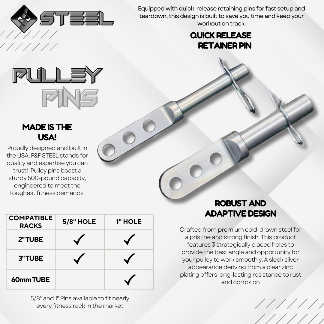 Rack Pulley Pin - Fits 2" & 3" Racks With 5/8" or 1" Hole by F and F Steel