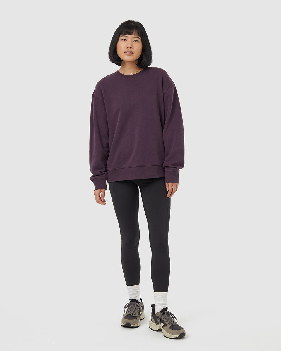 Tentree Women's TreeFleece Relaxed Crew - Midnight Plum