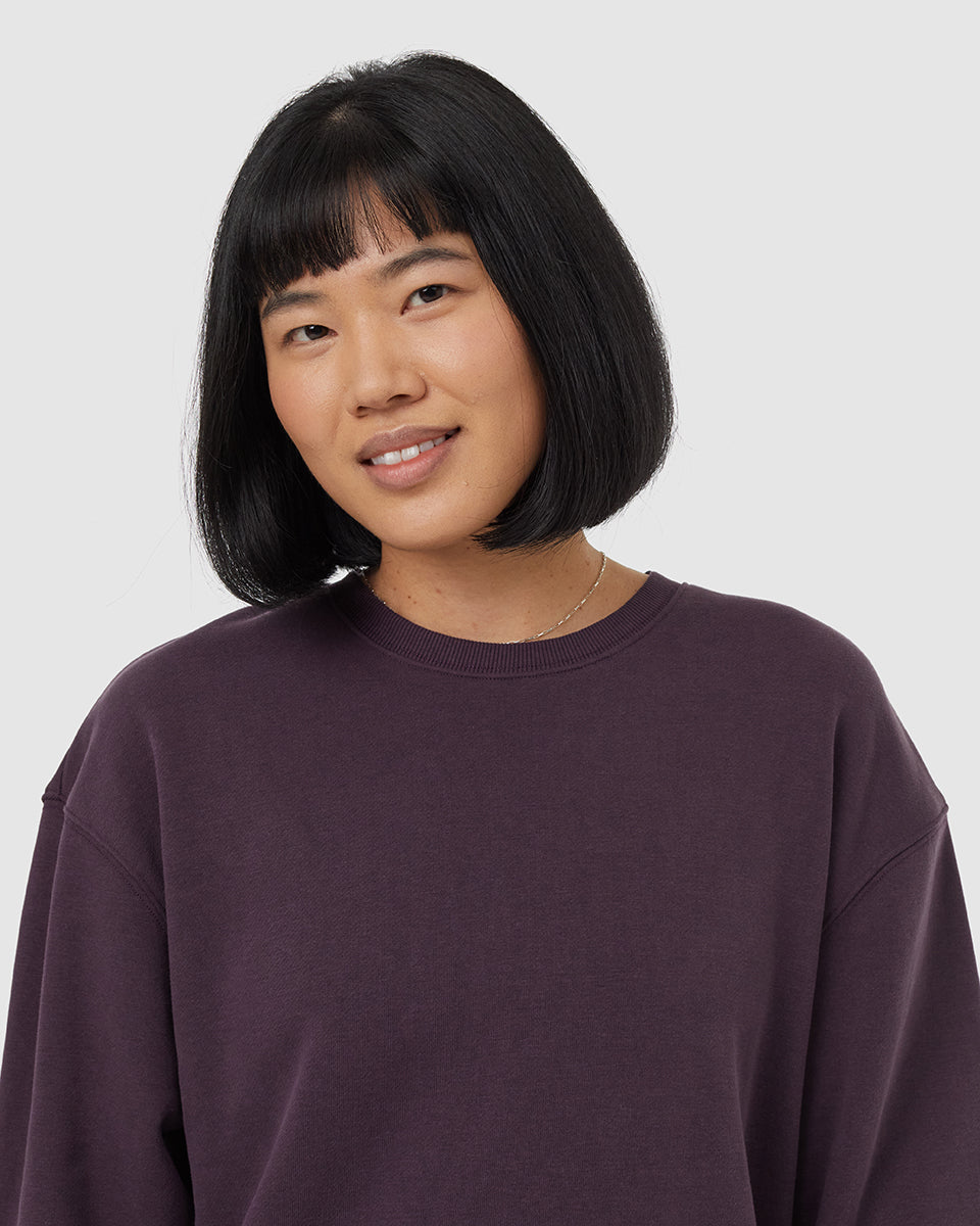 Tentree Women's TreeFleece Relaxed Crew - Midnight Plum