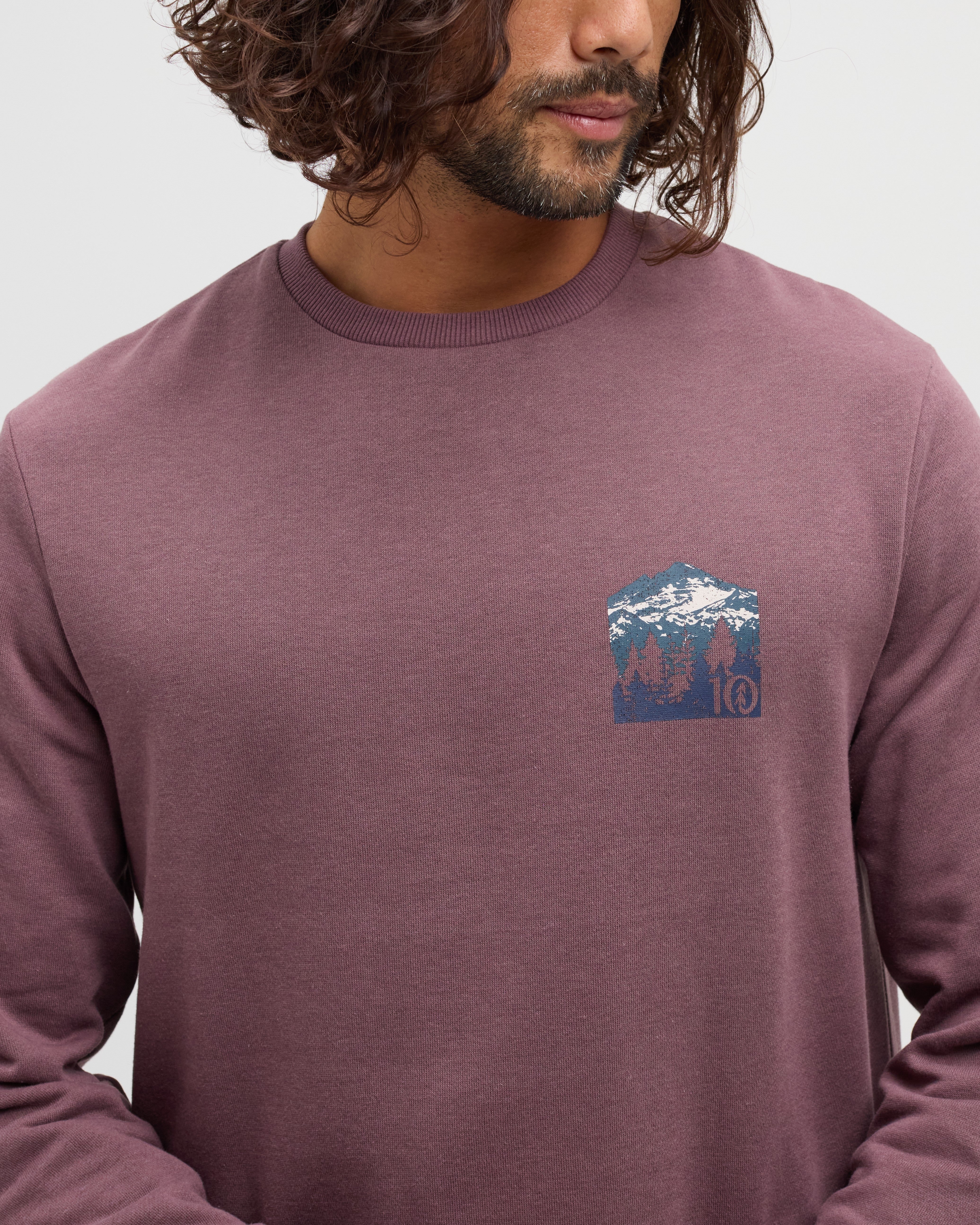 Tentree Men's Mountain Mirror Crew - Mauve Stone Meteorite Black