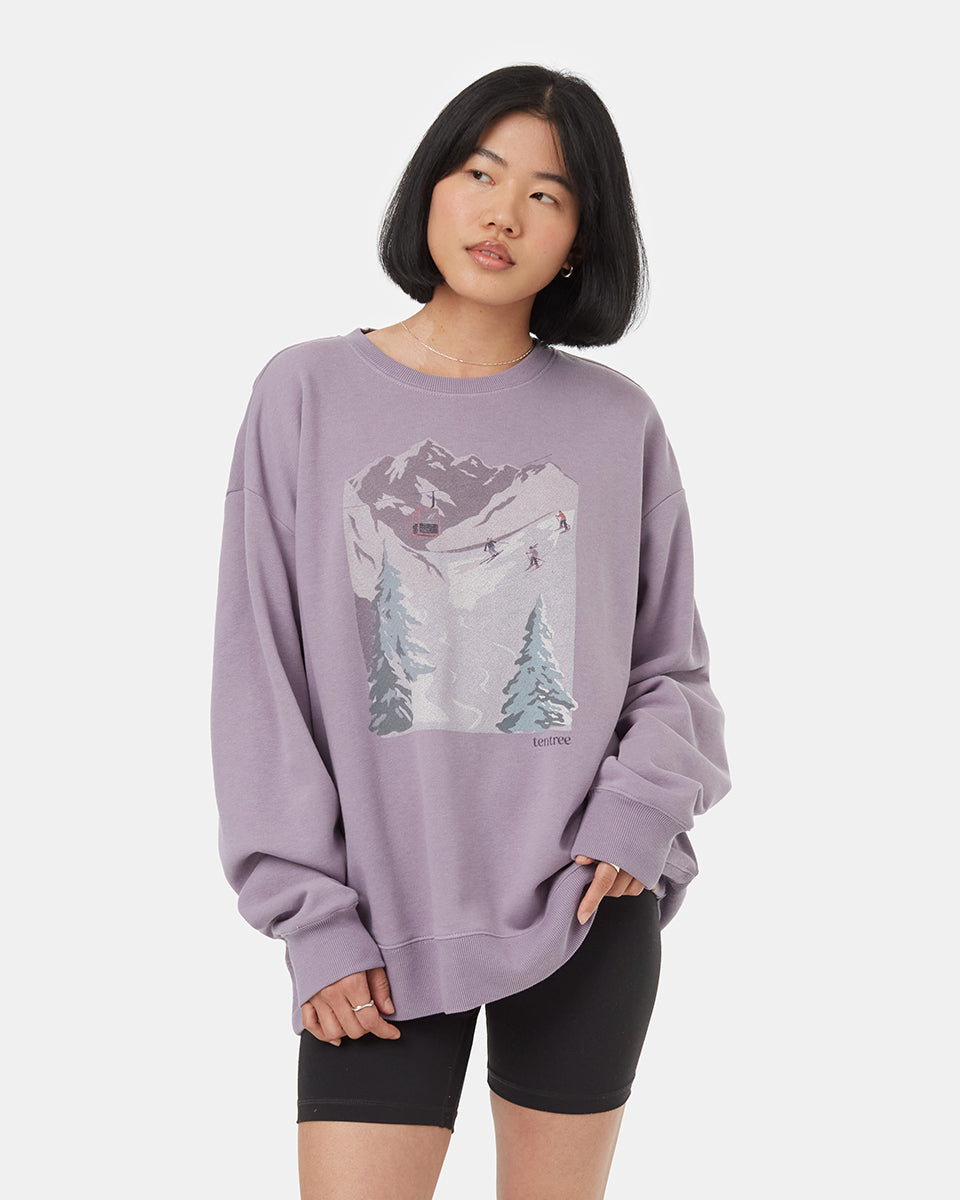 Tentree Women's Alpine Oversized Crew - Purple Ash Mulled Grape