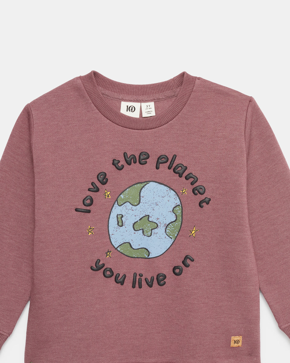 Tentree Kids Love the Planet Crew - Shaded Mauve Meteorite Black