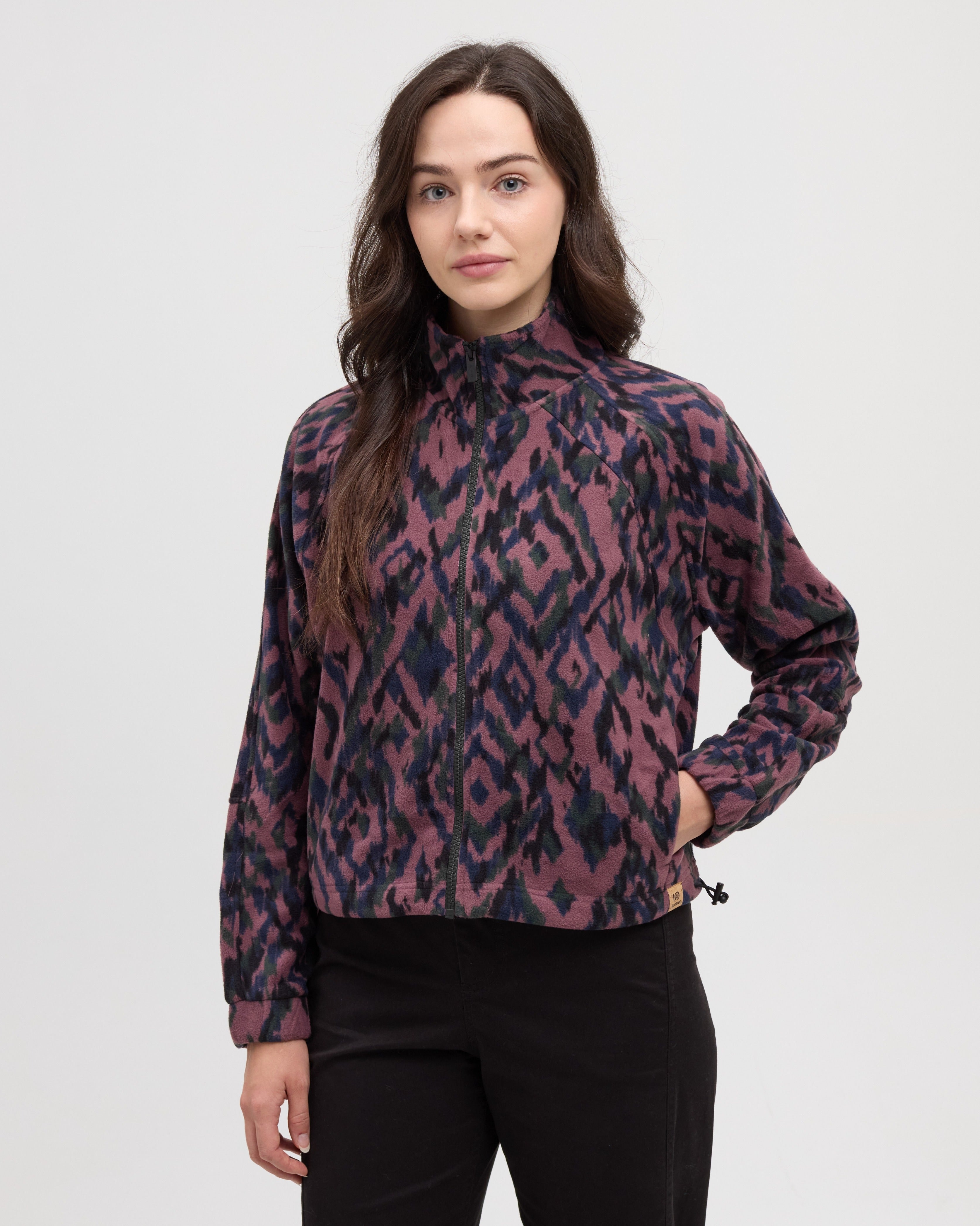 Tentree Women's Palisade Full Zip - Mauve Stone Sunset Plains