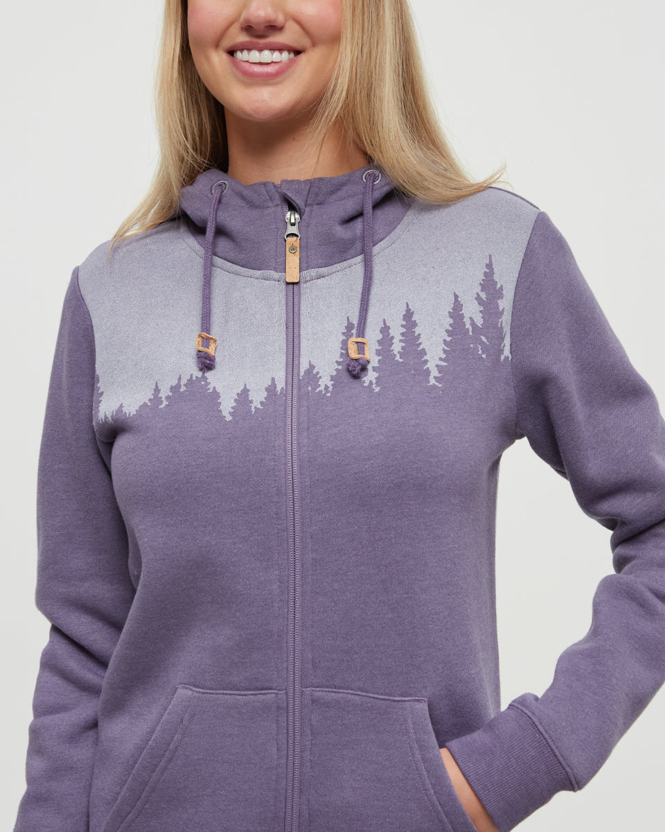 Tentree Women's Juniper Zip Hoodie - Smokey Violet Heather White