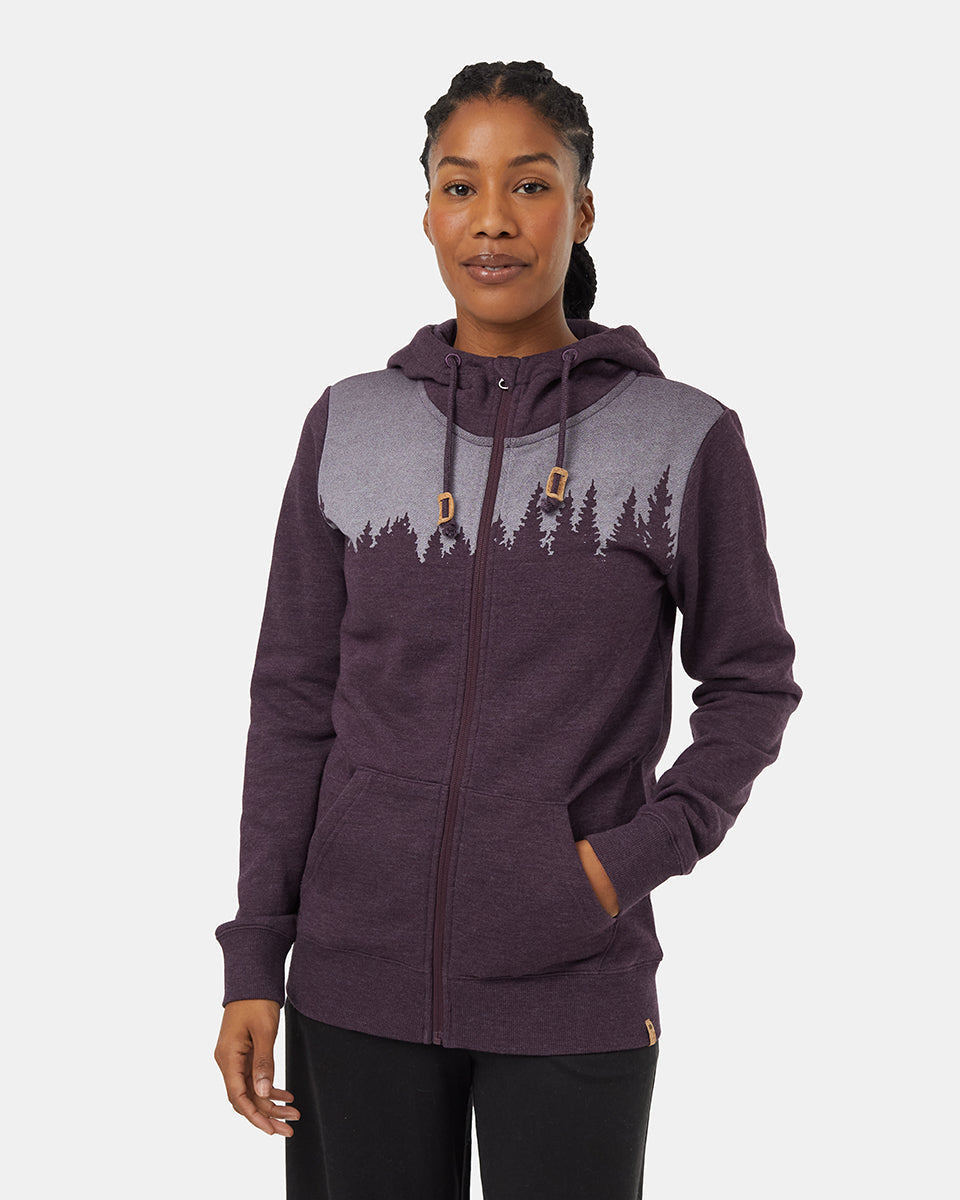 Tentree Women's Juniper Zip Hoodie - Midnight Plum Heather White