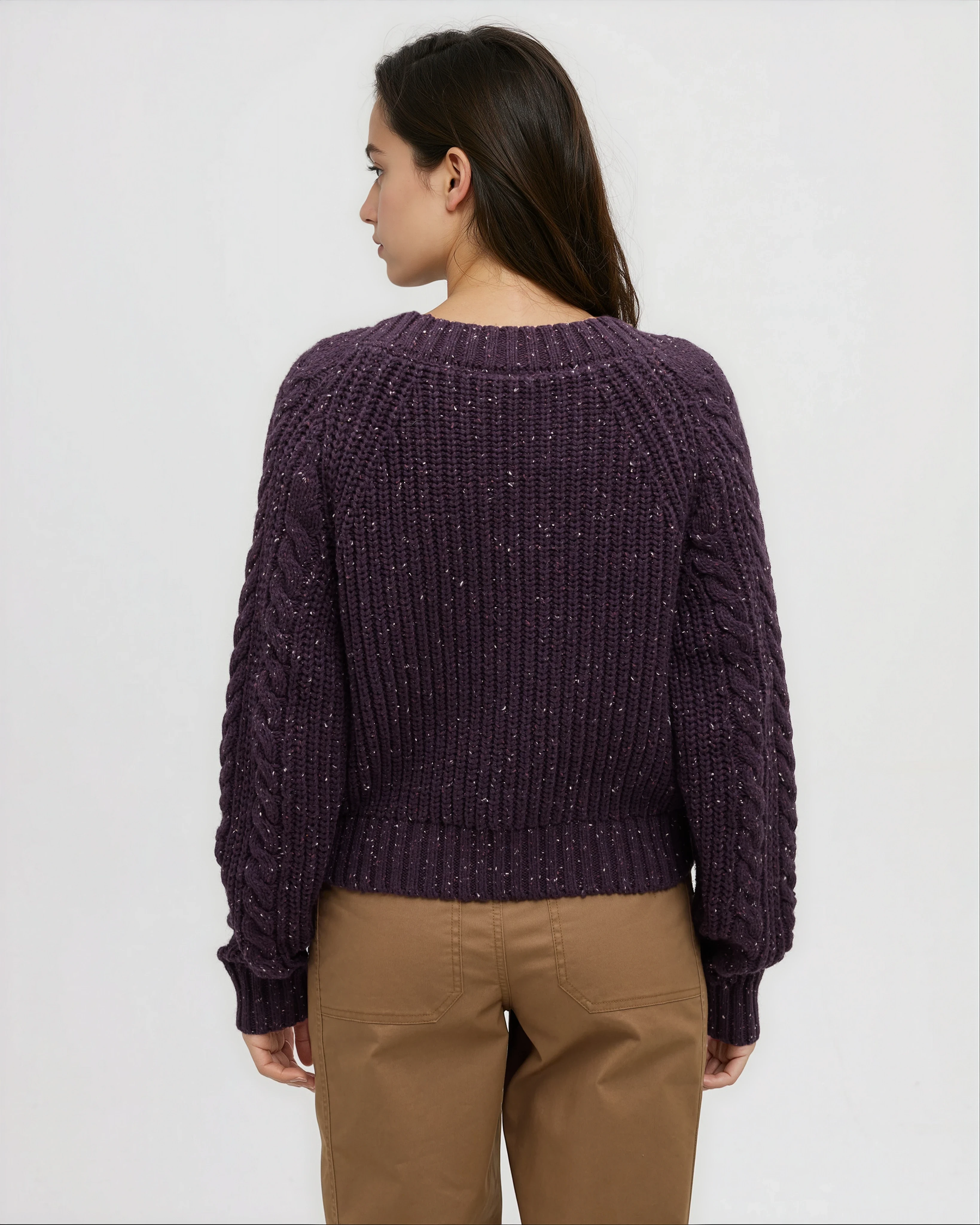 Tentree Women's Stillwater Fleck Cardigan - Plum Royale Fleck