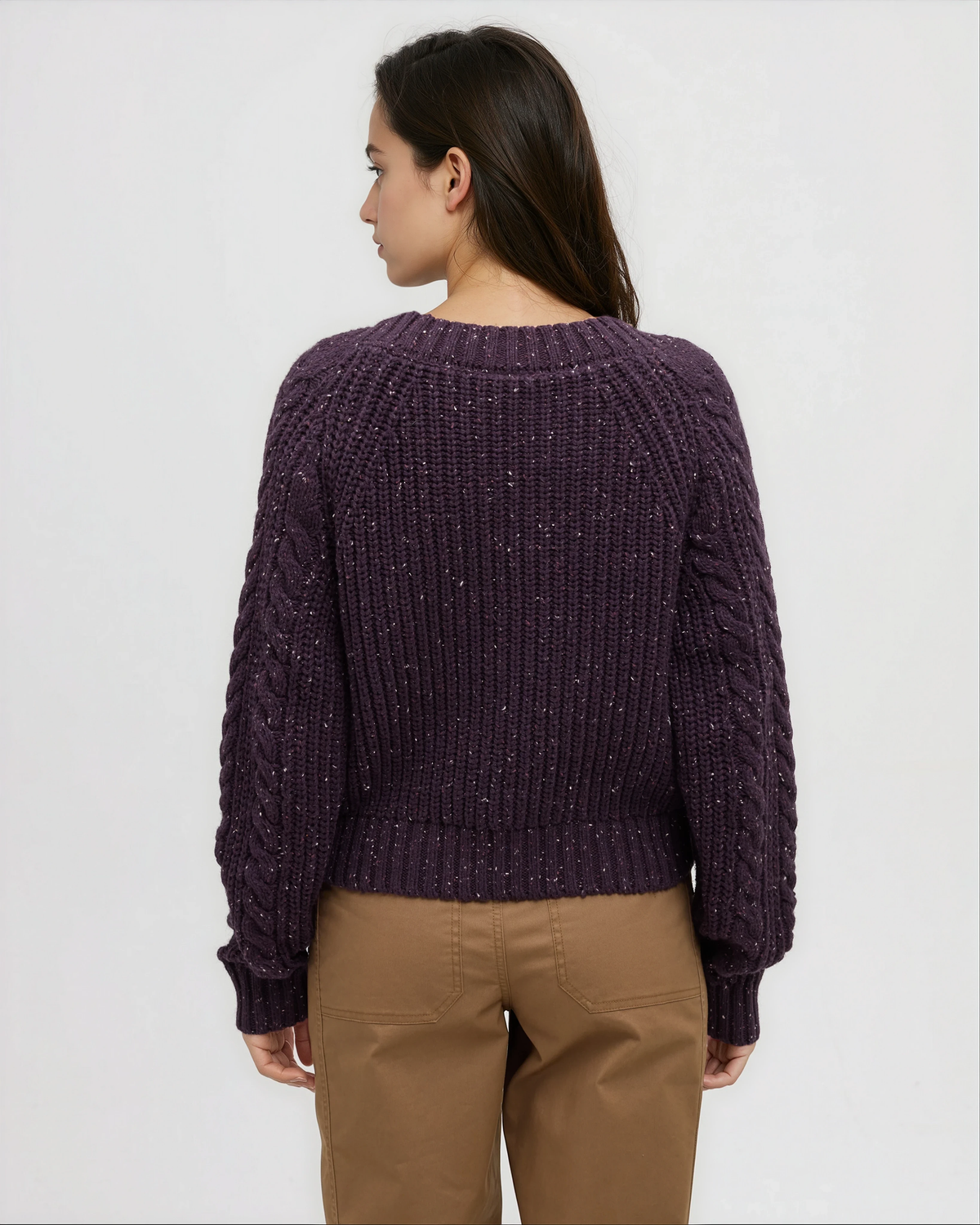Tentree Women's Stillwater Fleck Cardigan - Plum Royale Fleck
