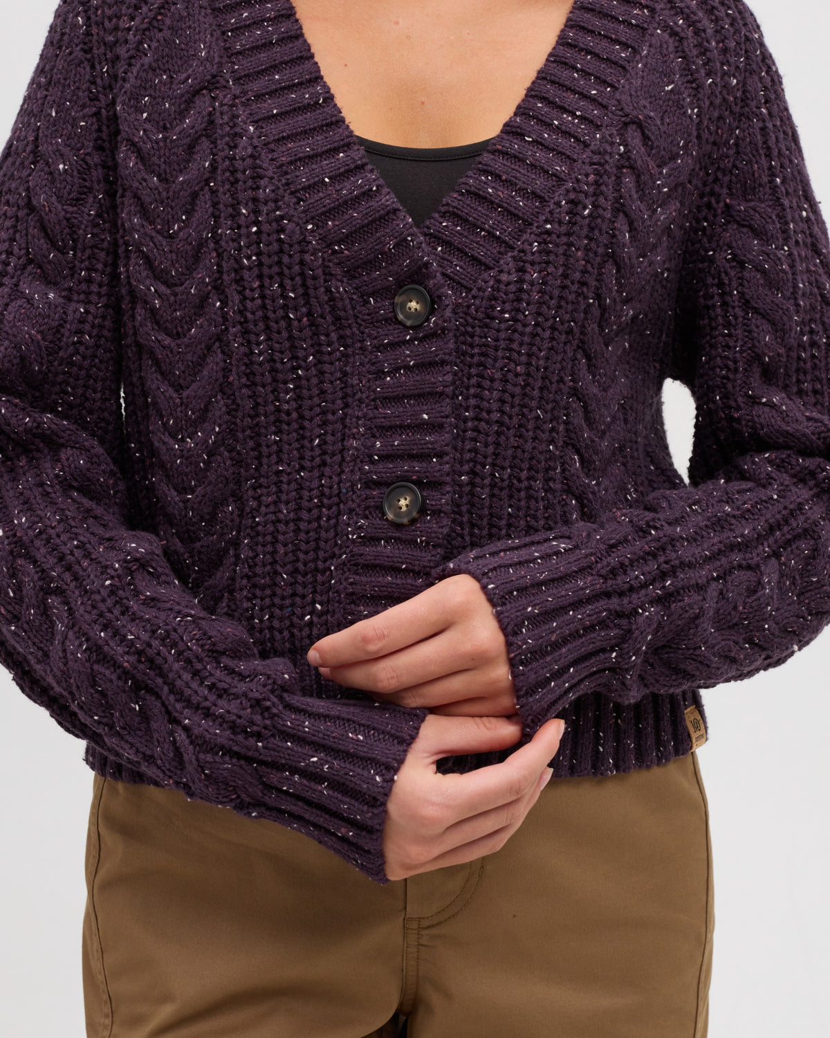 Tentree Women's Stillwater Fleck Cardigan - Plum Royale Fleck