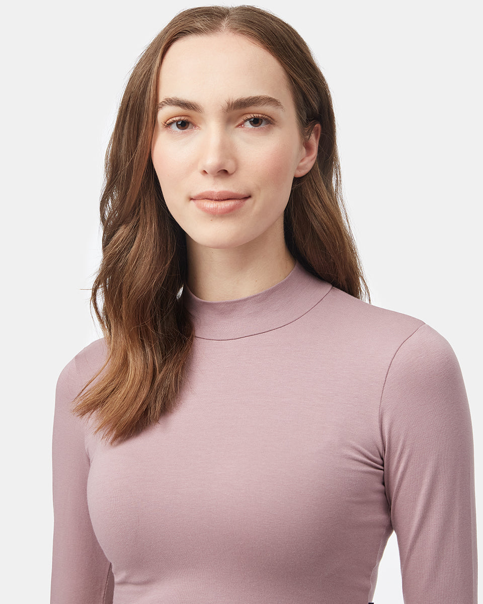 Tentree Women's Mockneck Longsleeve Crop - Lilac Chalk