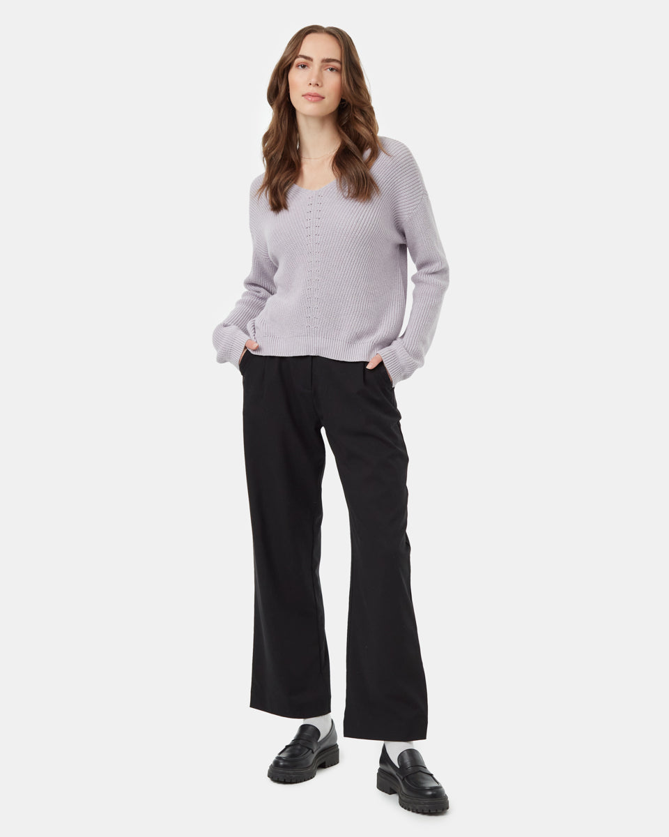 Tentree Women's Highline V-Neck Sweater - Purple Ash Heather