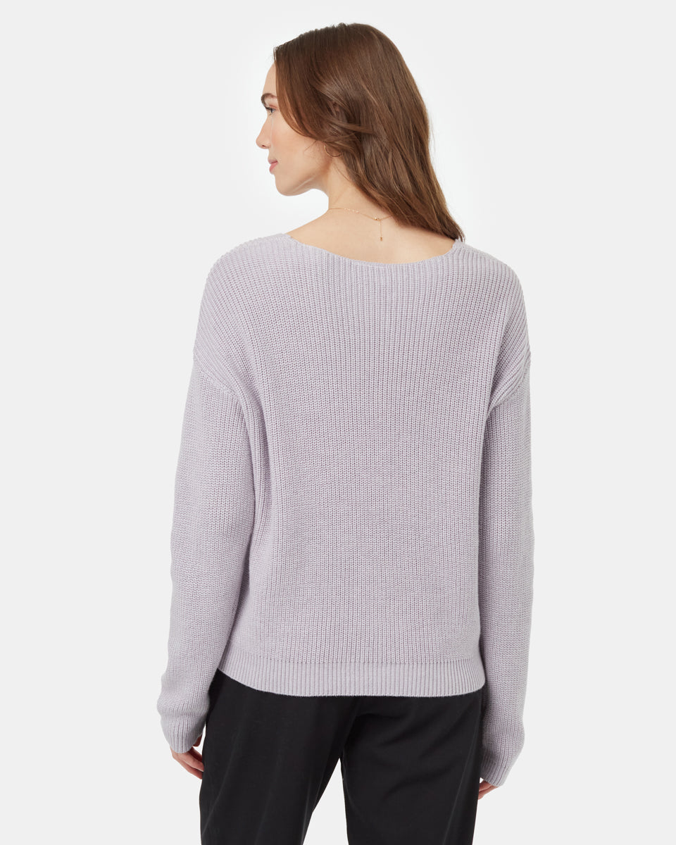 Tentree Women's Highline V-Neck Sweater - Purple Ash Heather