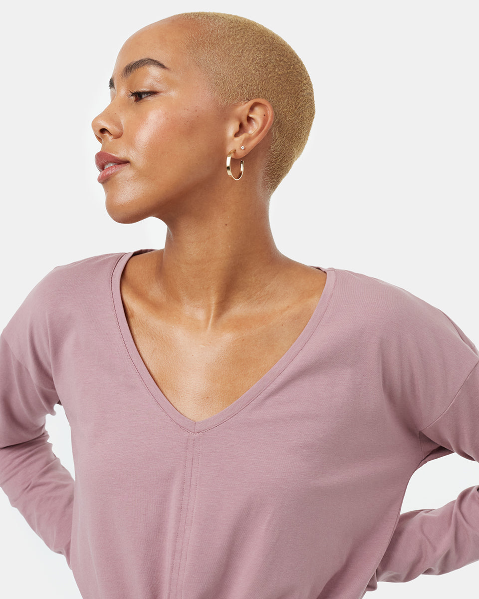 Tentree Women's Tie Front Longsleeve - Lilac Chalk