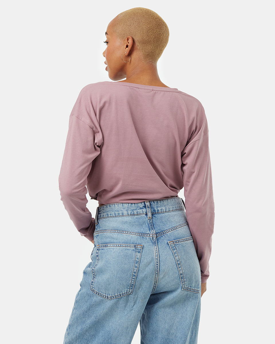 Tentree Women's Tie Front Longsleeve - Lilac Chalk
