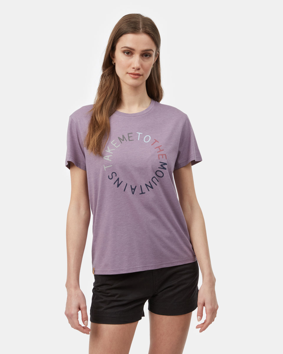 Tentree To The Mountains T-Shirt - Purple Ash Heather