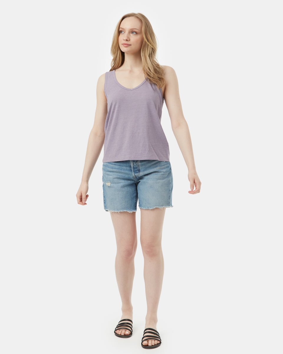 Tentree Double V Hemp Tank - Purple Ash Heather