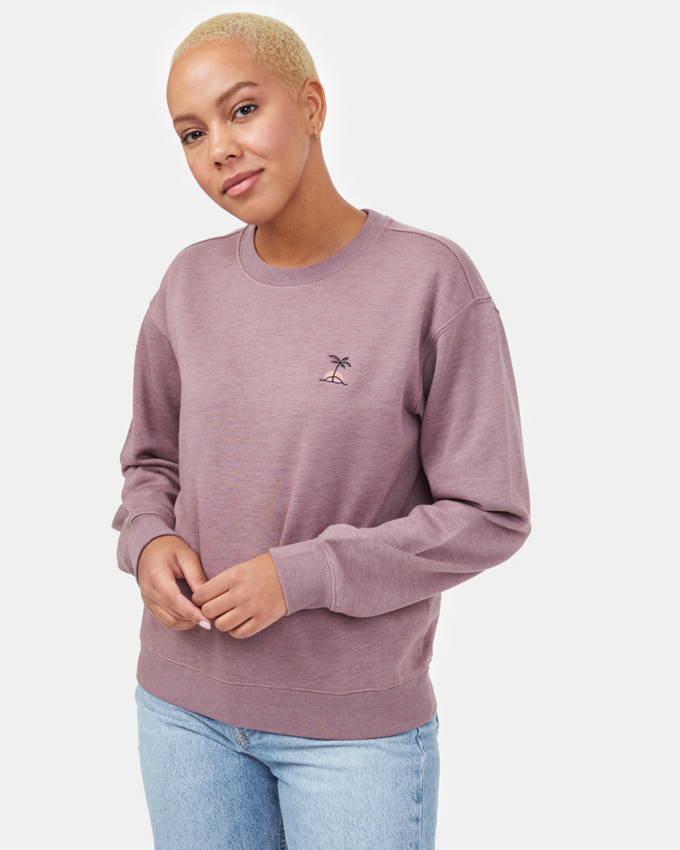 Tentree Women's Palm Sunset Embroidery Crew - Twilight Mauve