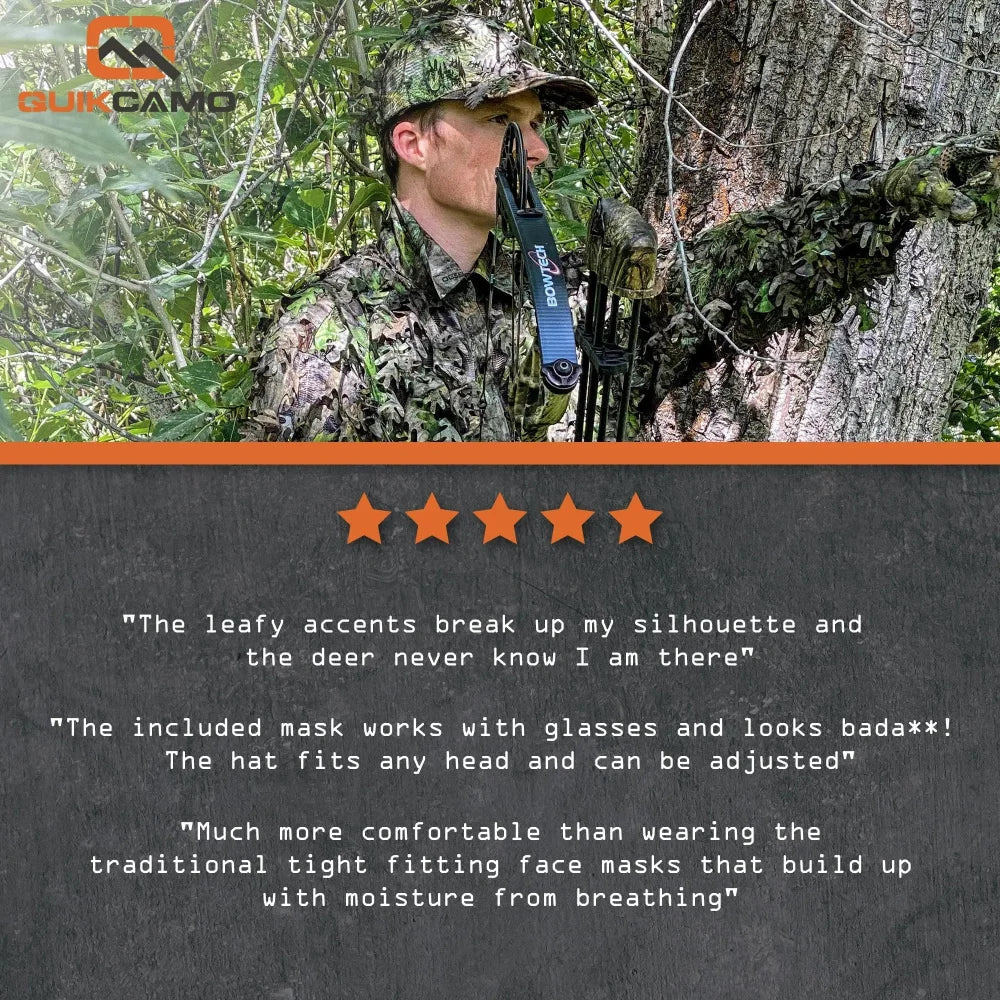 QuikCamo 3D Leafy Ball Cap with Front Face Mask – product view 11