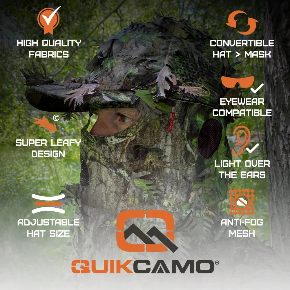 QuikCamo 3D Leafy Ball Cap with Front Face Mask – product view 4