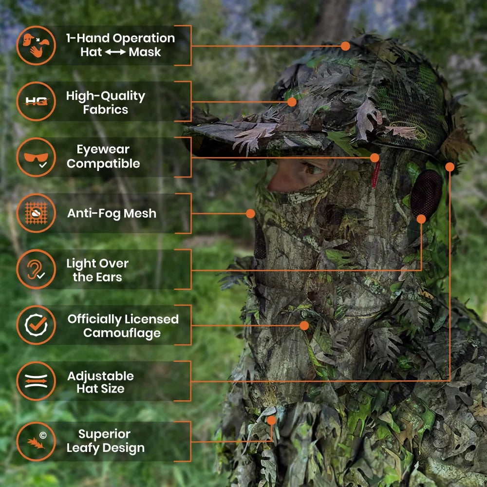 QuikCamo 3D Leafy Ball Cap with Front Face Mask – product view 8