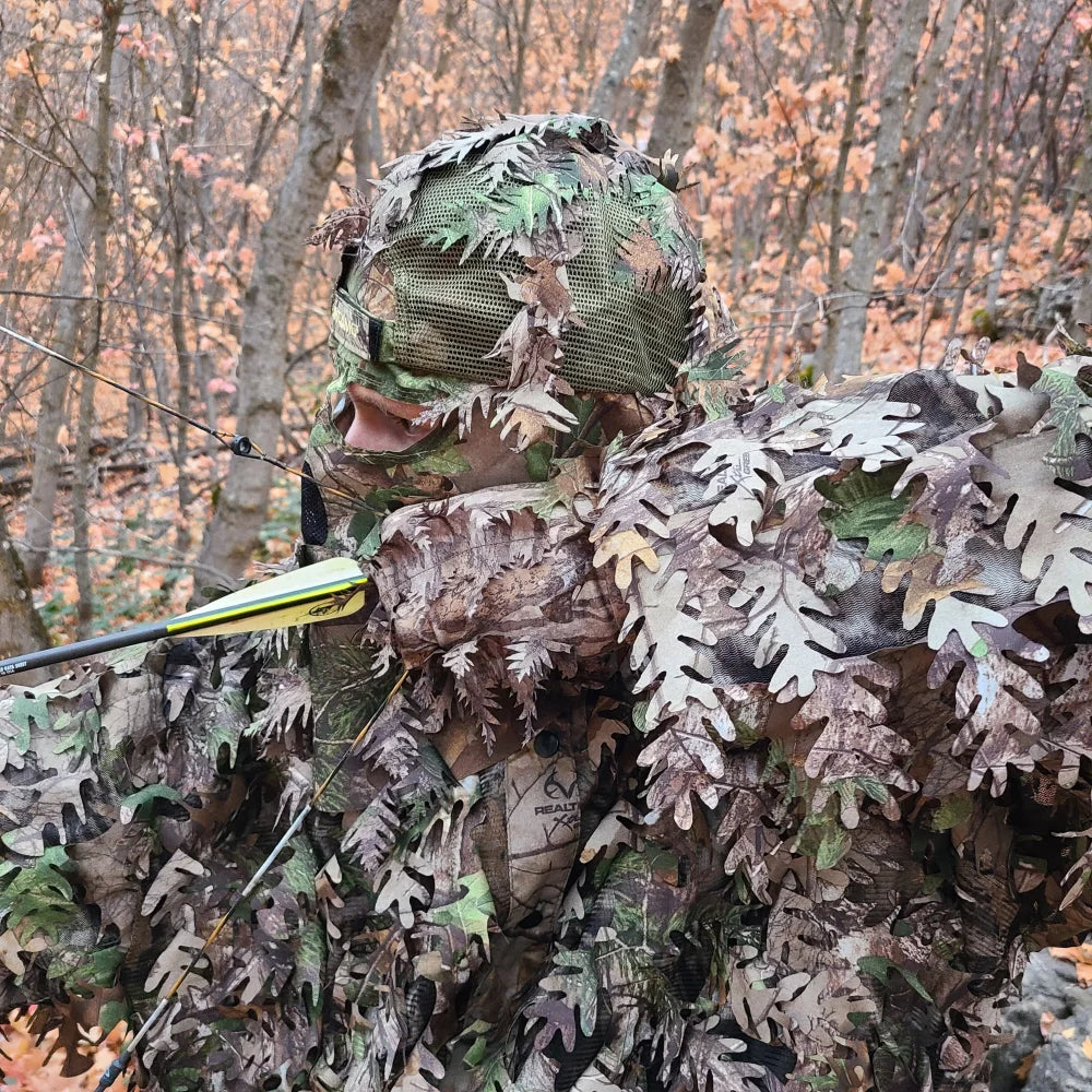 QuikCamo Fitted Hat with Rear Leafy Camo Face Mask – product view 4