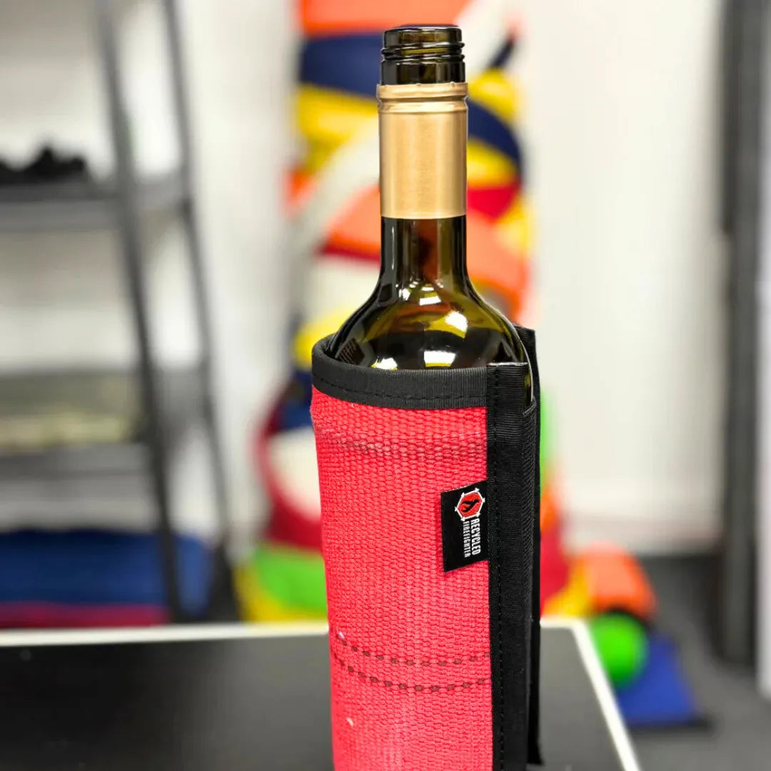 Recycled Firefighter Firehose Wine Bottle Cover — product view 4