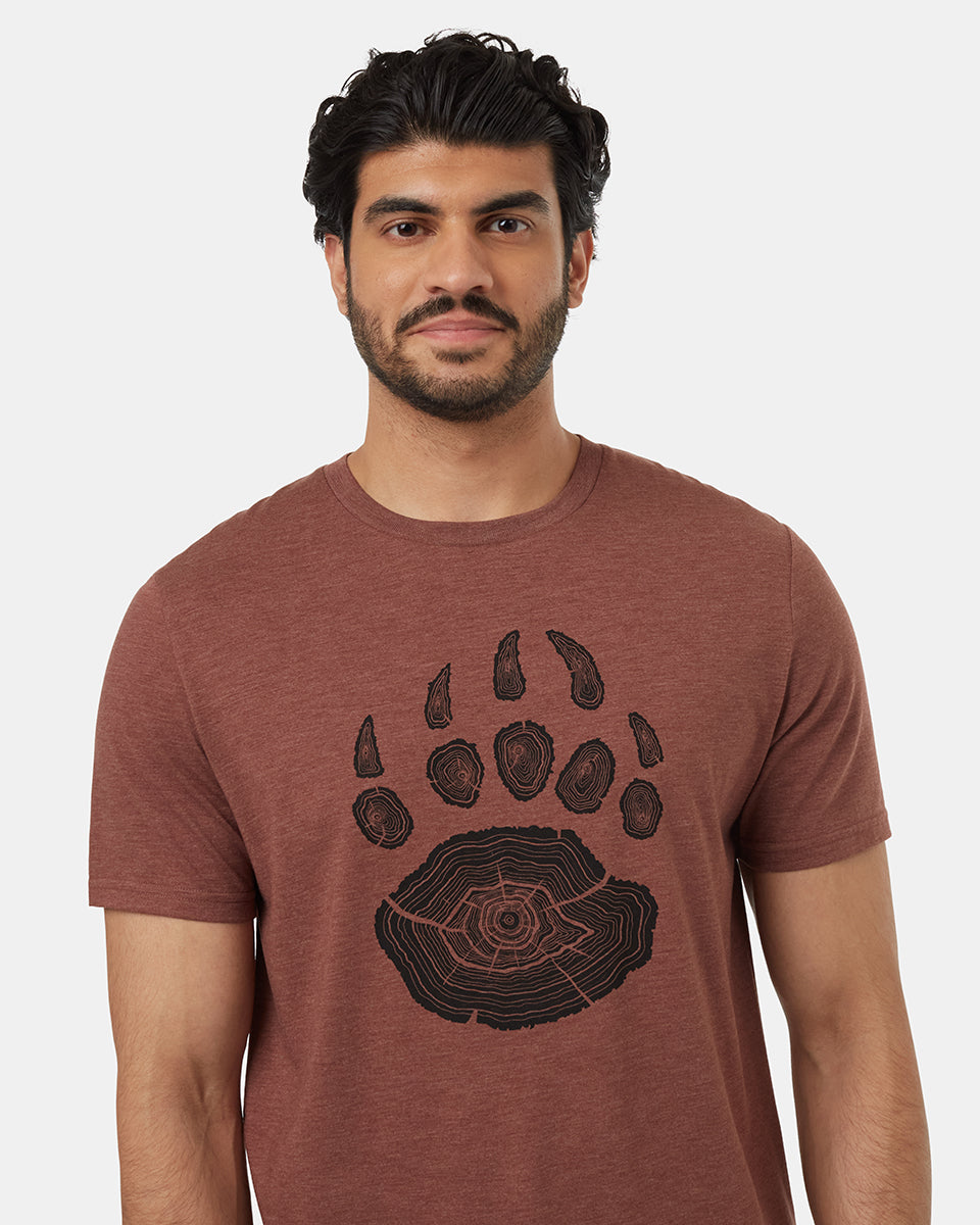 Tentree Men's Bear Claw T-Shirt - Mesa Red Heather Meteorite Black
